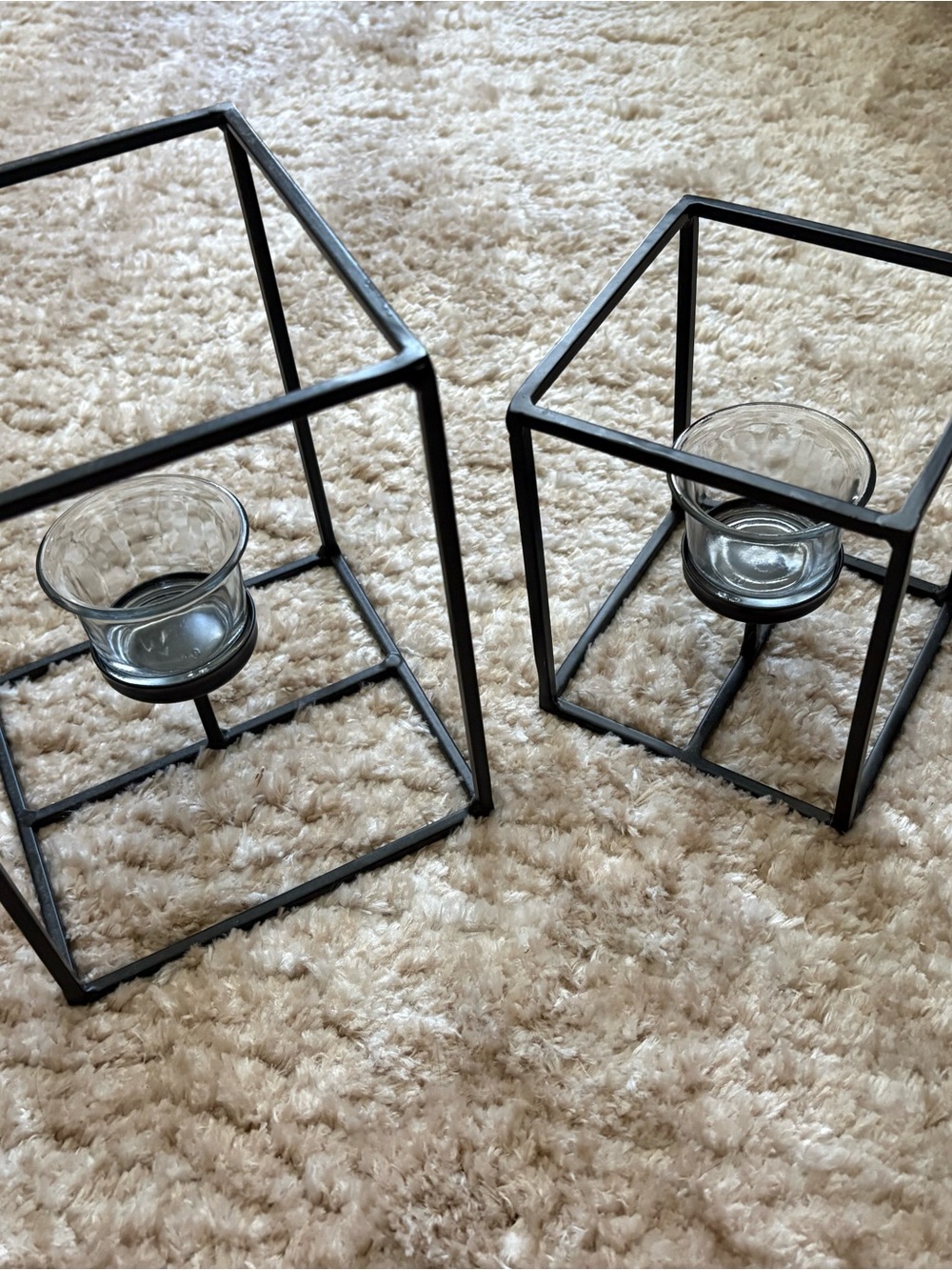 Black Metal Cube Tea Light Holders -